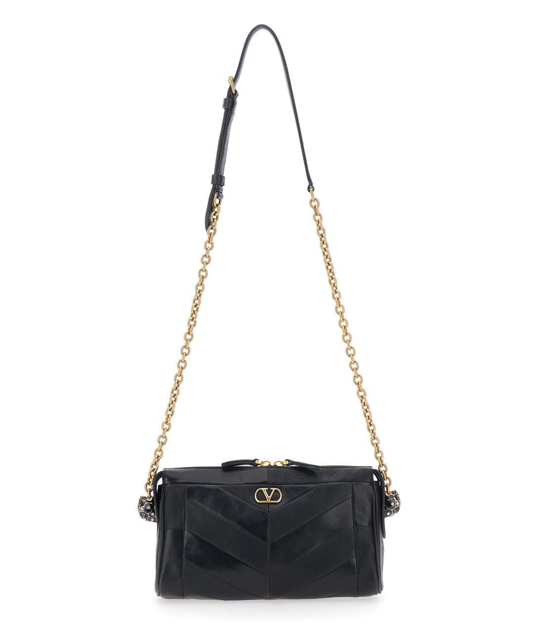 VALENTINO Черная кожаная сумка через плечо, фото 3