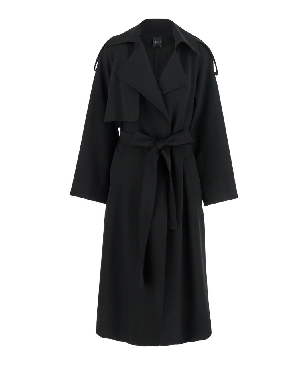 PLAIN Черный полиэстеровый тренч/плащ, фото 1