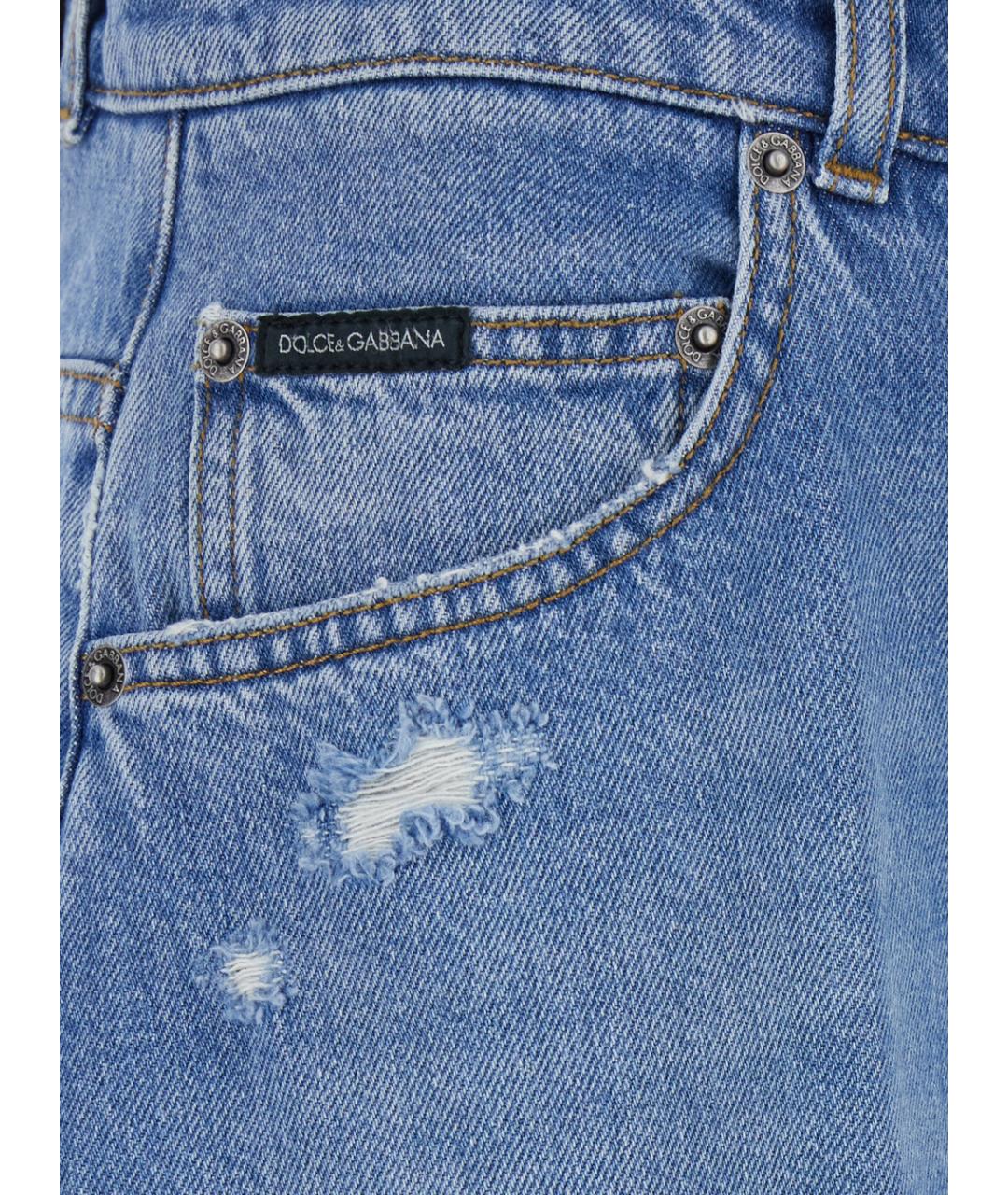 DOLCE&GABBANA Синие хлопковые прямые джинсы, фото 3