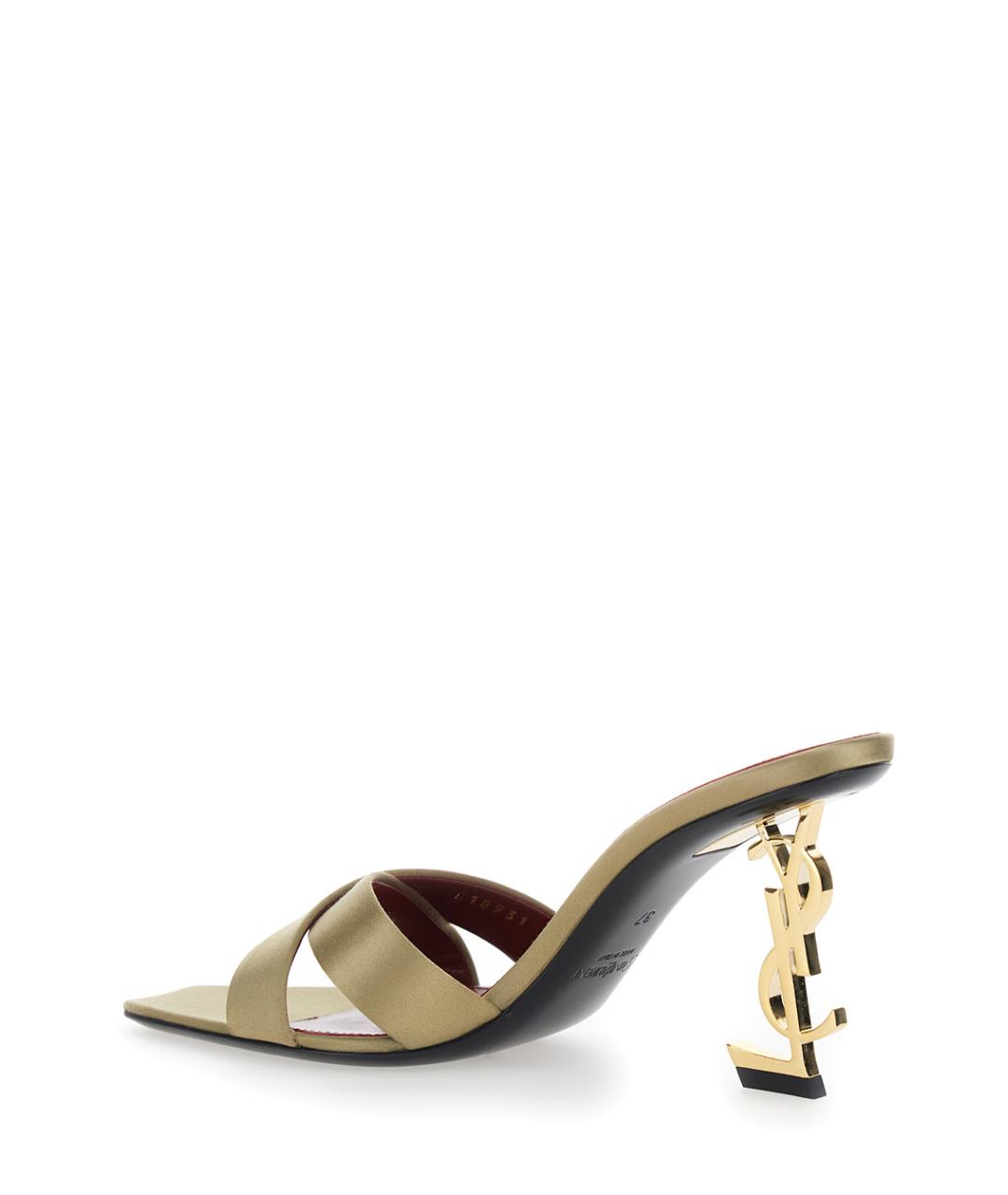 SAINT LAURENT Бежевые текстильные мюли, фото 3