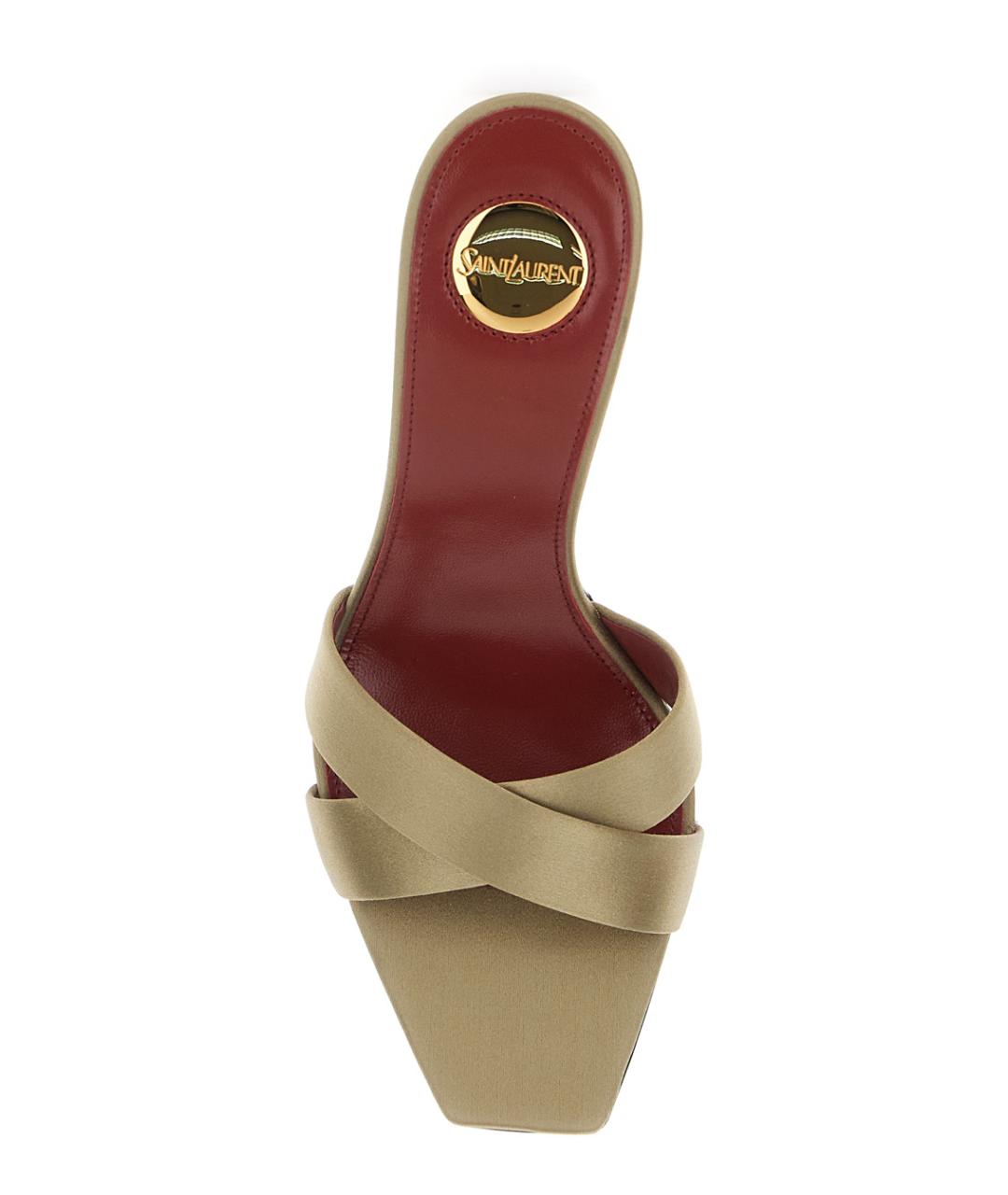 SAINT LAURENT Бежевые текстильные мюли, фото 4