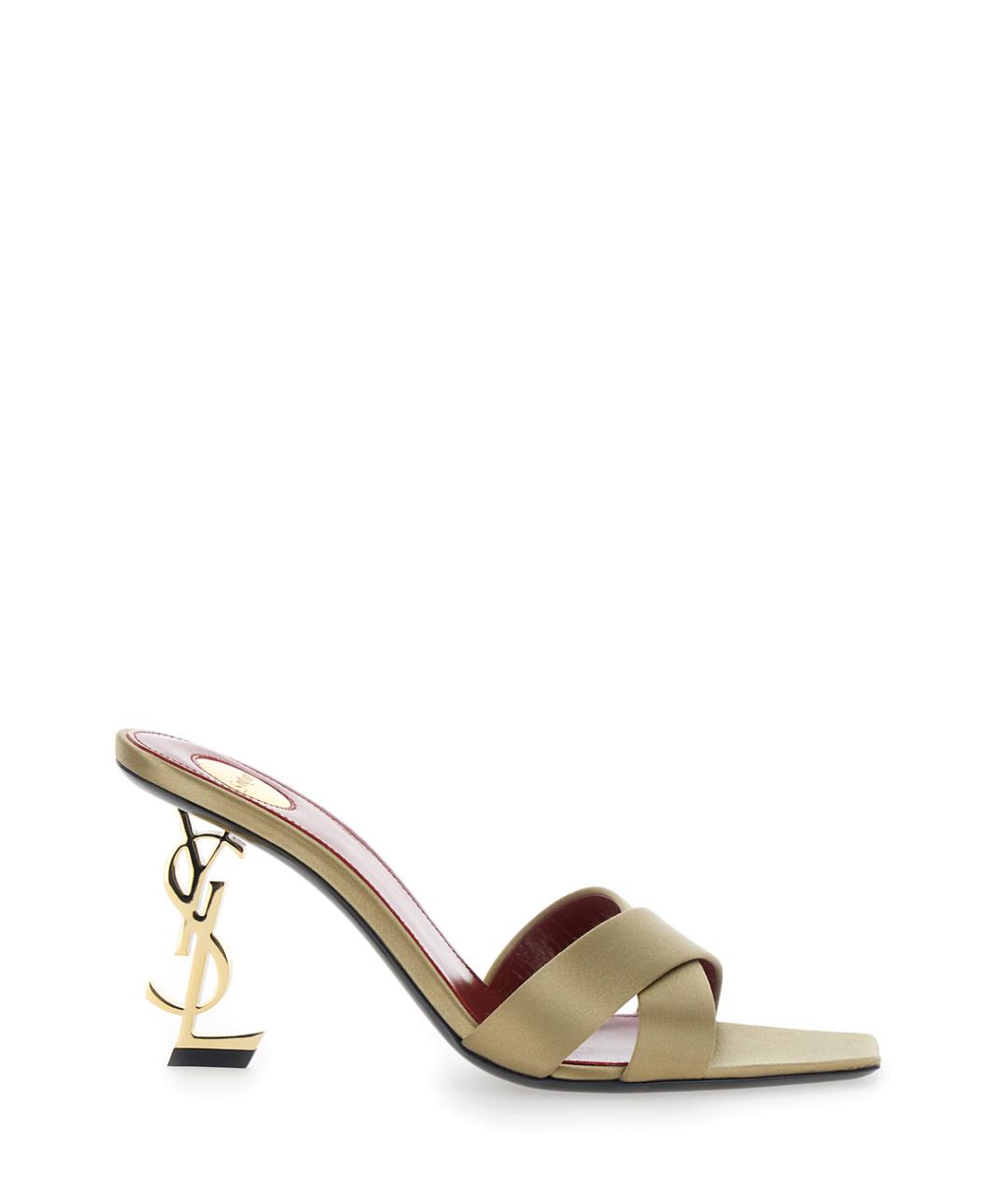 SAINT LAURENT Бежевые текстильные мюли, фото 1