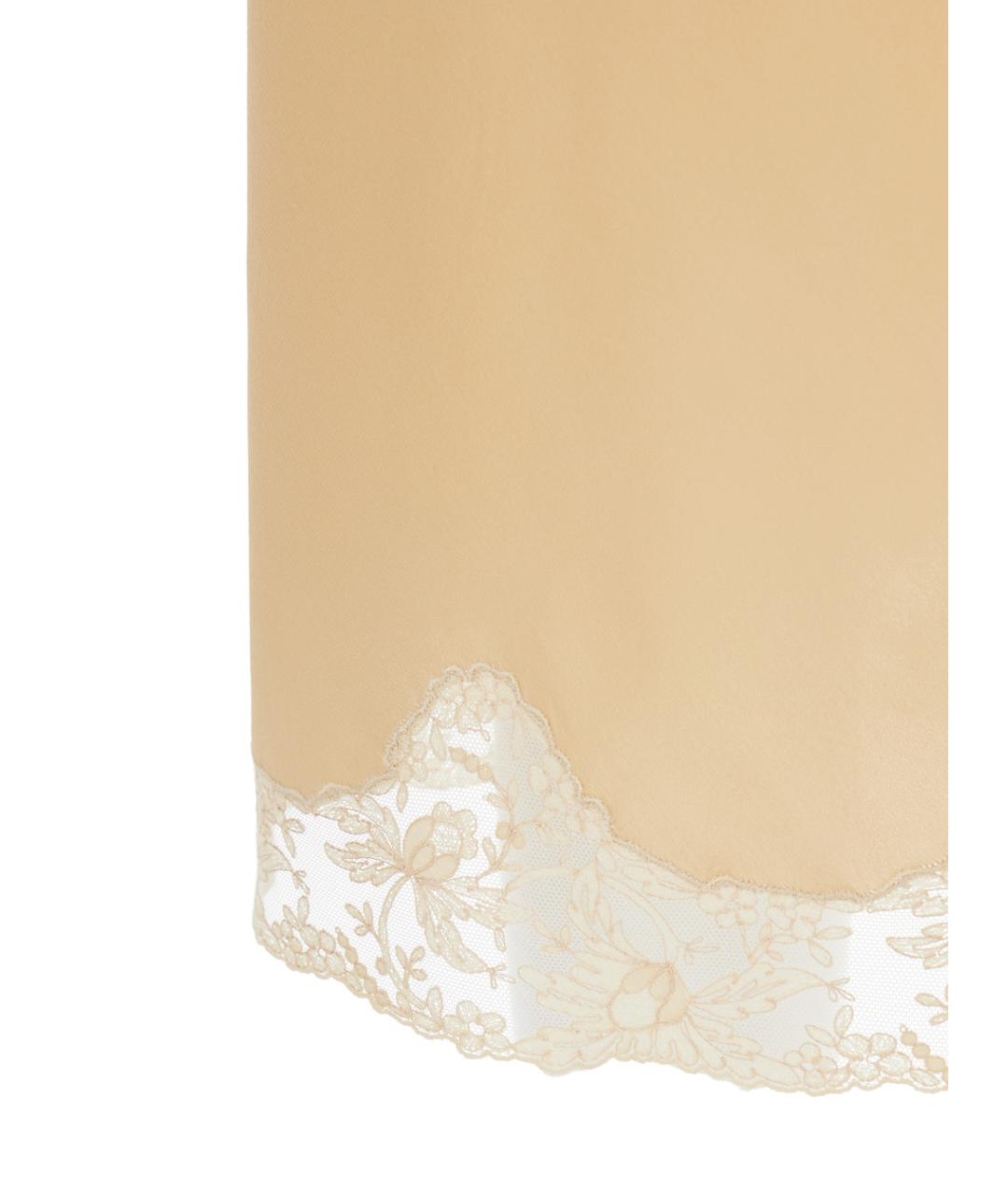 SAINT LAURENT Бежевая шелковая юбка миди, фото 3