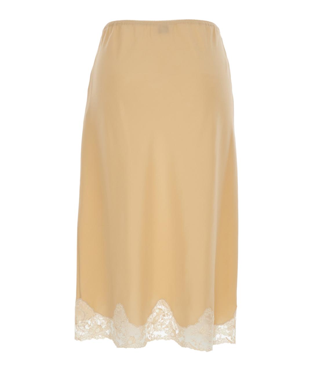 SAINT LAURENT Бежевая шелковая юбка миди, фото 2