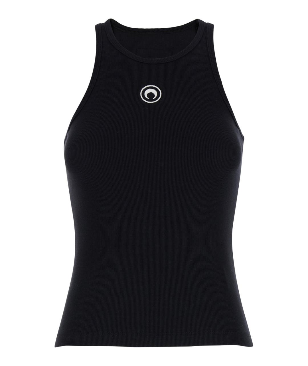 MARINE SERRE Черная хлопковая майка, фото 1