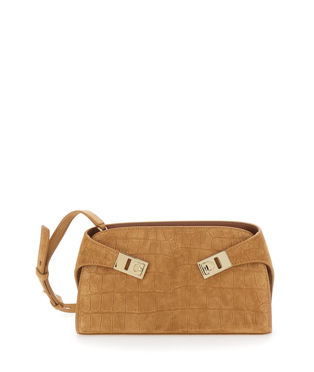 FERRAGAMO Бежевая кожаная сумка через плечо, фото 1