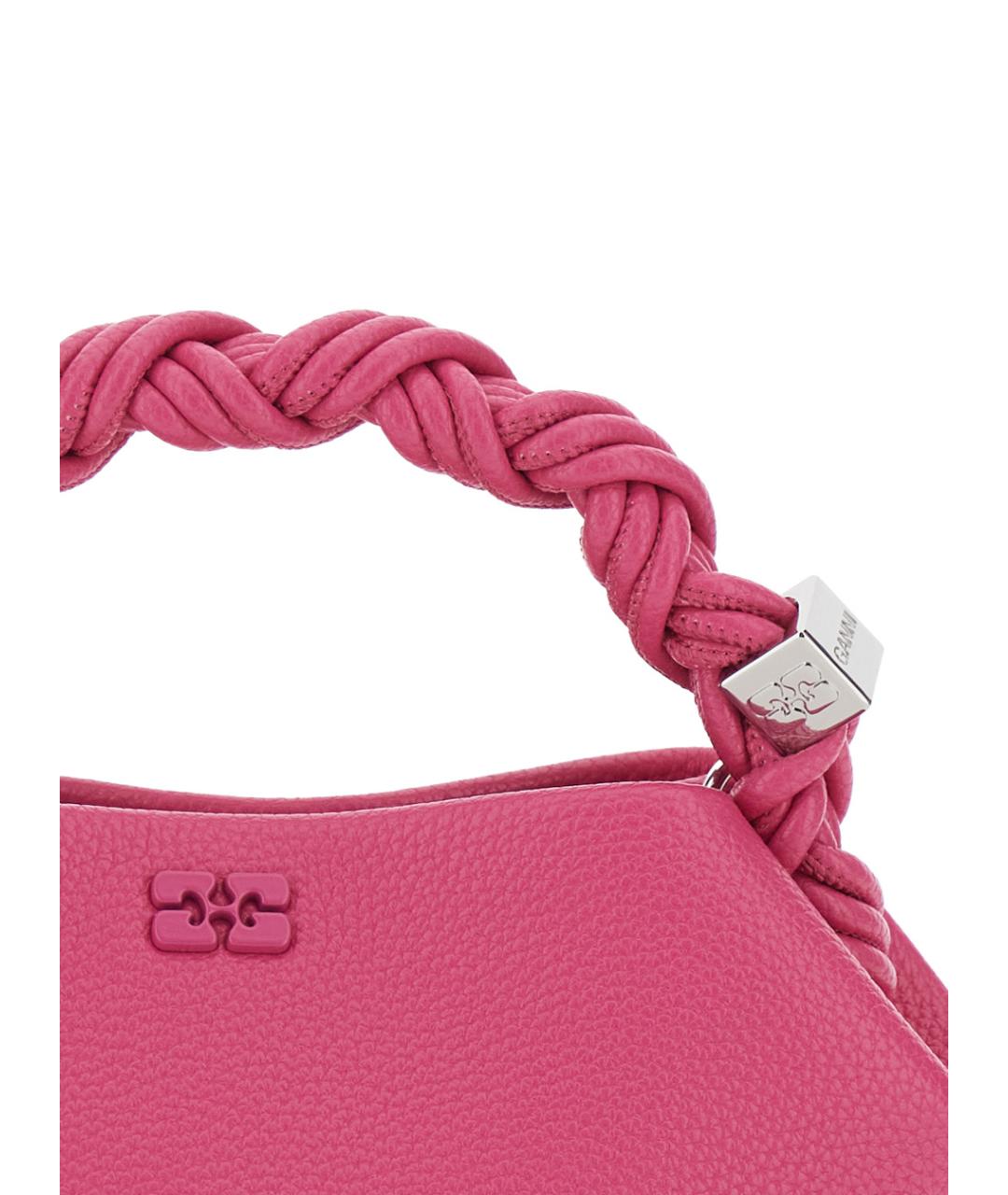 GANNI Розовая кожаная сумка с короткими ручками, фото 3