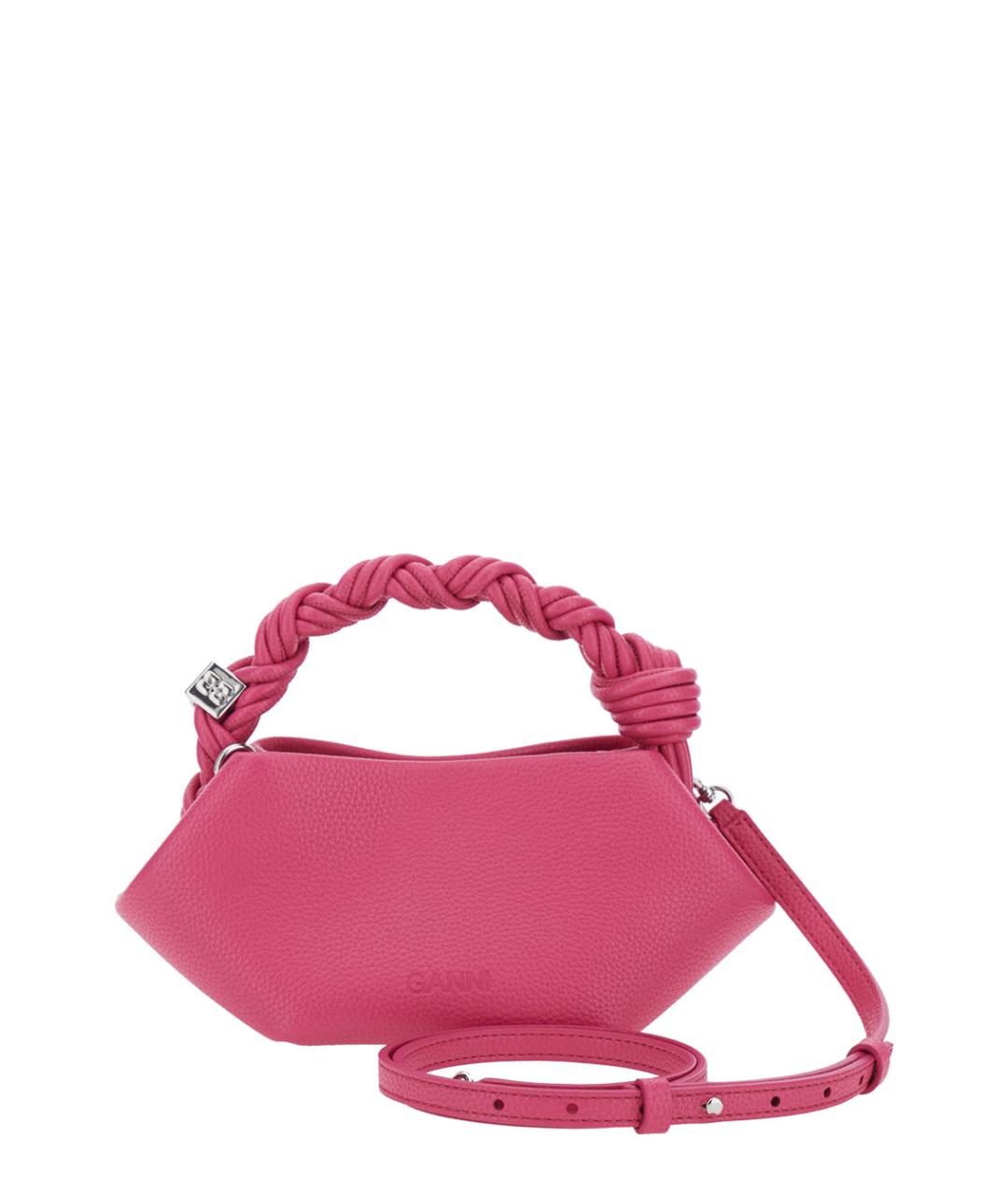 GANNI Розовая кожаная сумка с короткими ручками, фото 2
