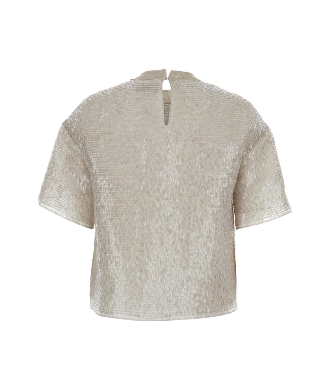 BRUNELLO CUCINELLI Бежевая шелковая блузы, фото 2