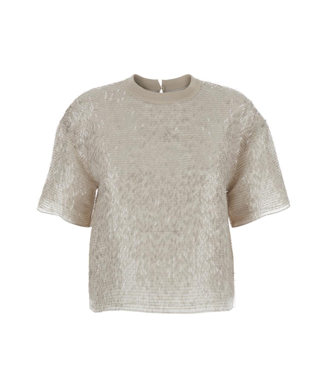 BRUNELLO CUCINELLI Бежевая шелковая блузы, фото 1