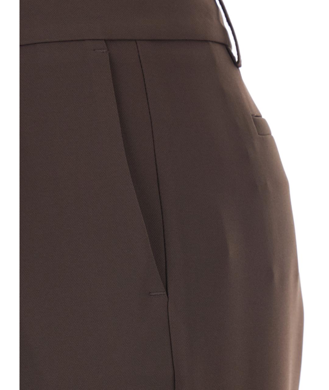 PLAIN Коричневые полиэстеровые прямые брюки, фото 3