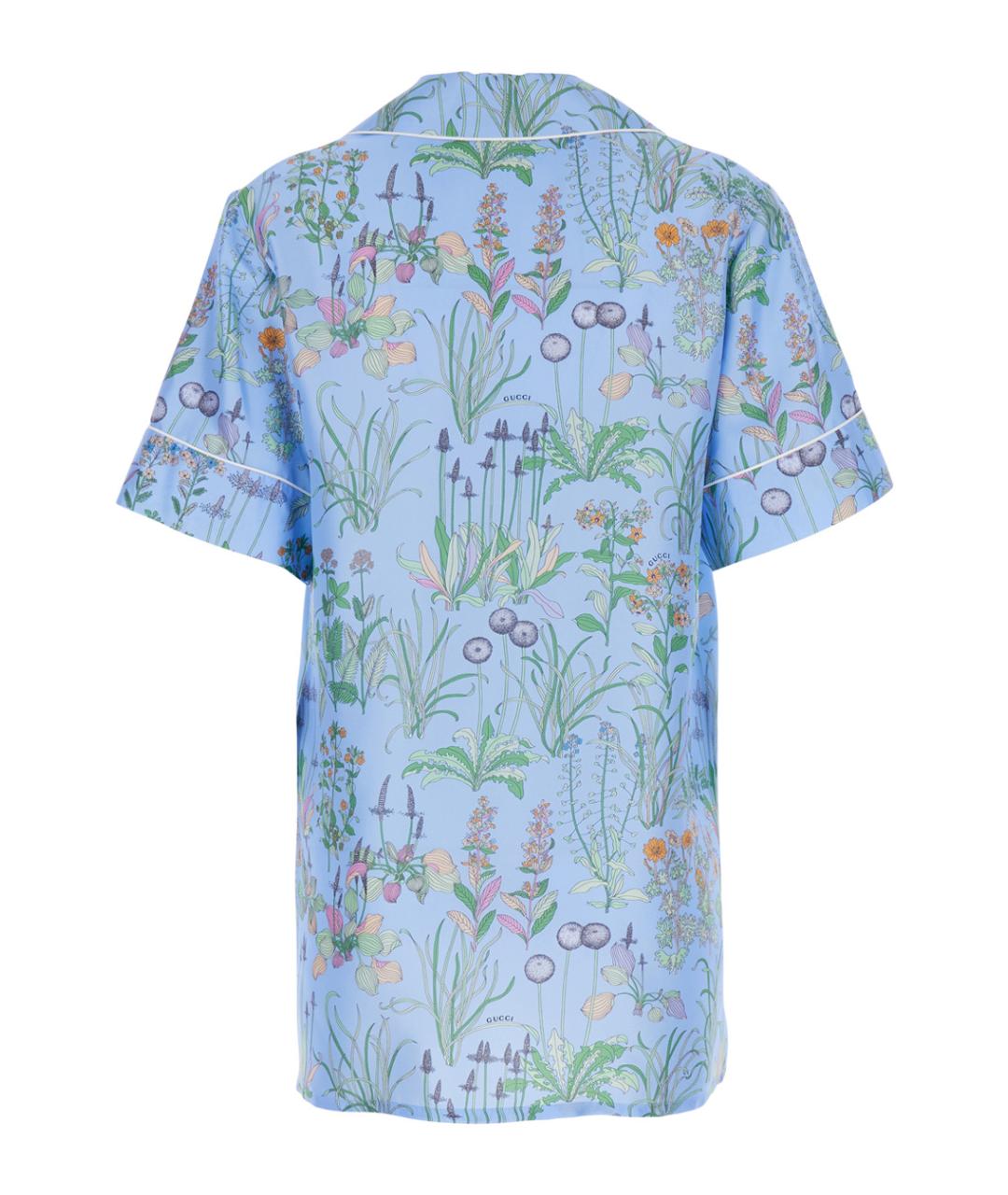 GUCCI Голубая шелковая рубашка, фото 2