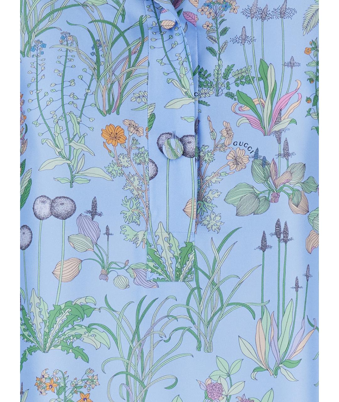 GUCCI Голубая шелковая рубашка, фото 3