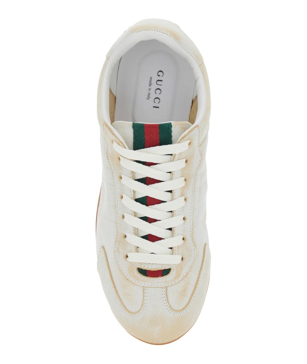 GUCCI Белые кожаные кроссовки, фото 4