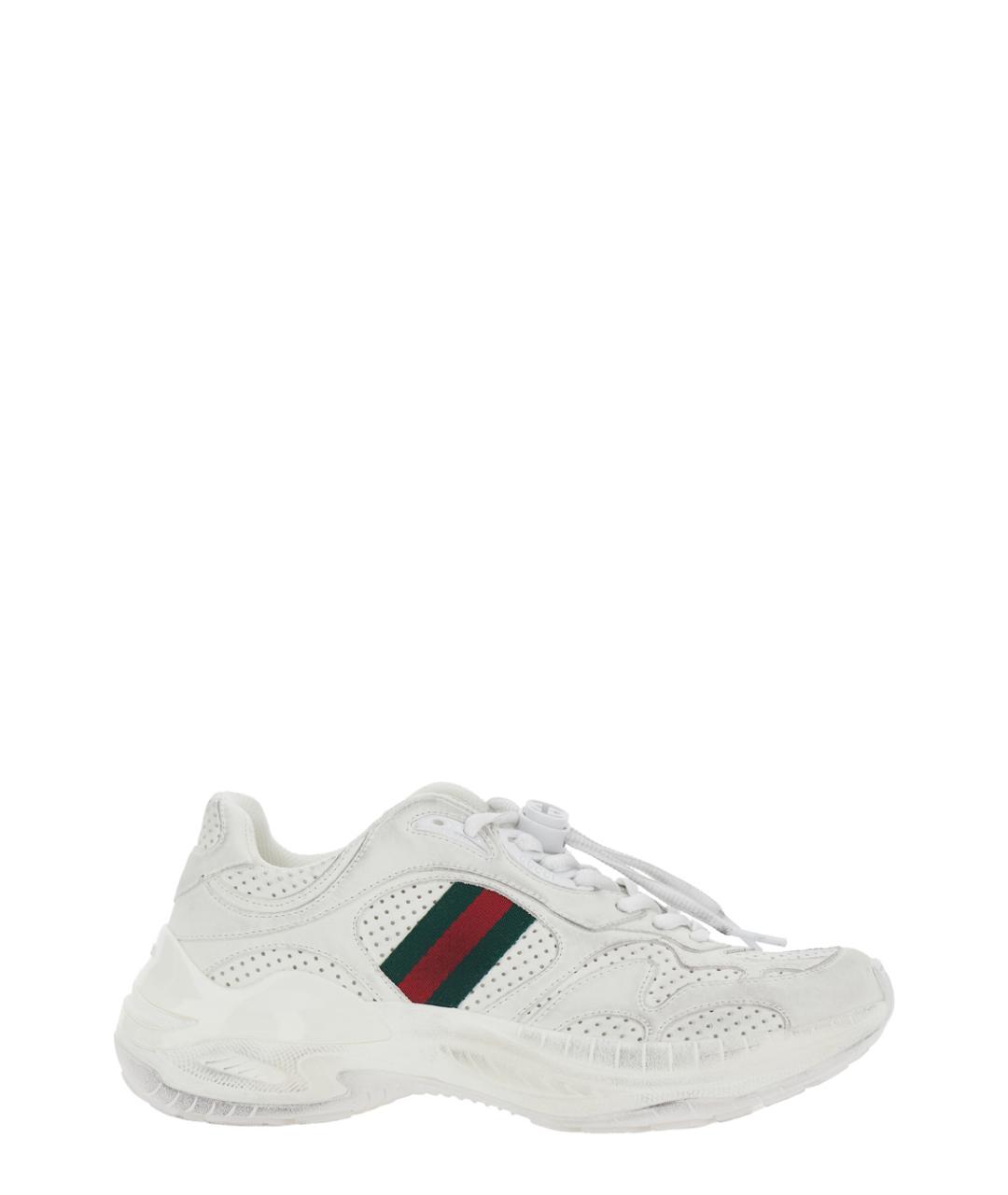 GUCCI Белые кожаные кроссовки, фото 1