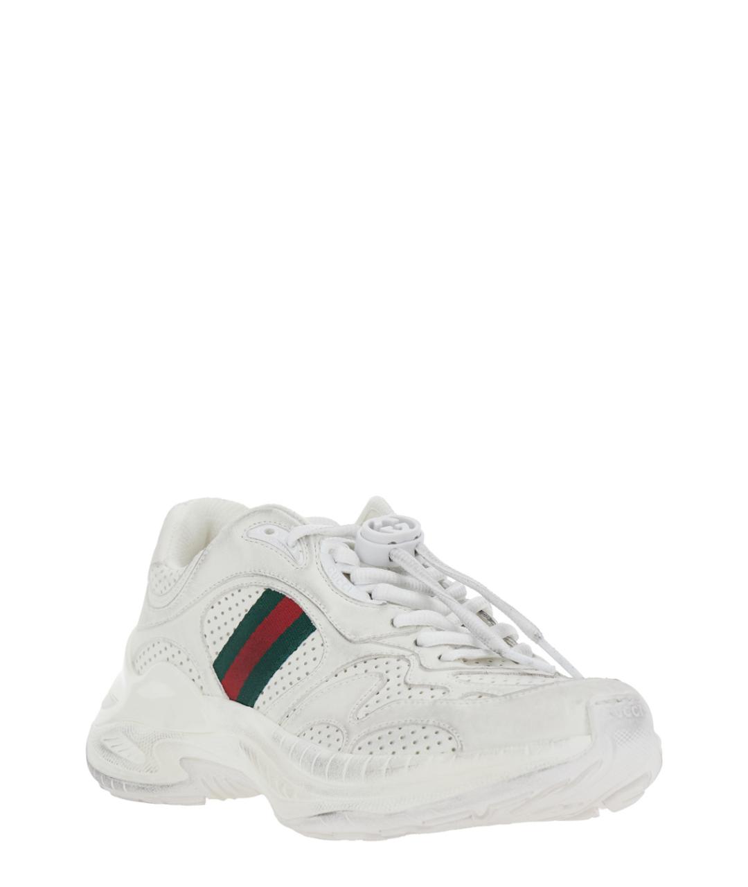 GUCCI Белые кожаные кроссовки, фото 2