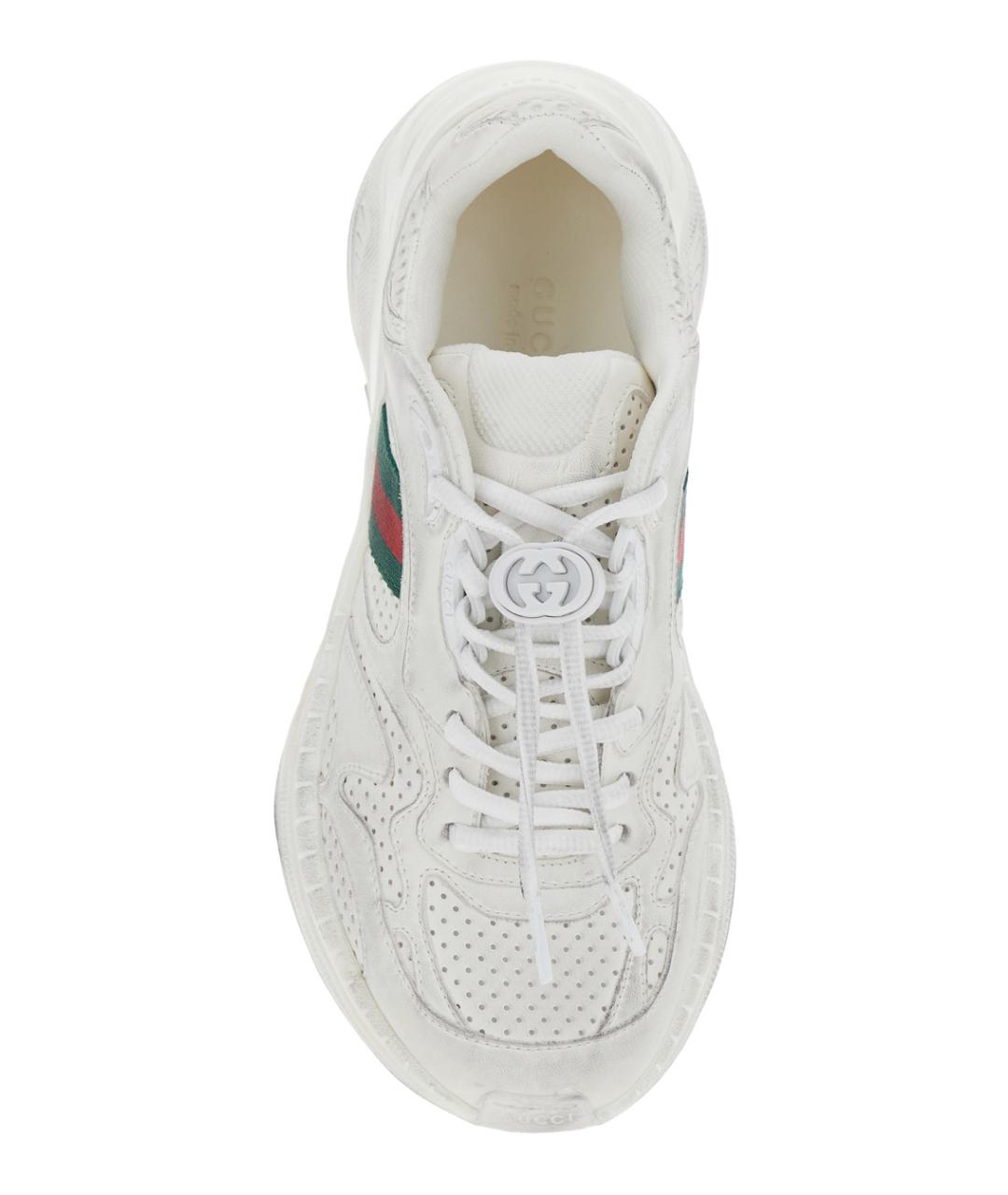 GUCCI Белые кожаные кроссовки, фото 4