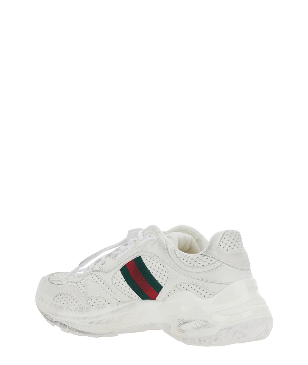 GUCCI Белые кожаные кроссовки, фото 3
