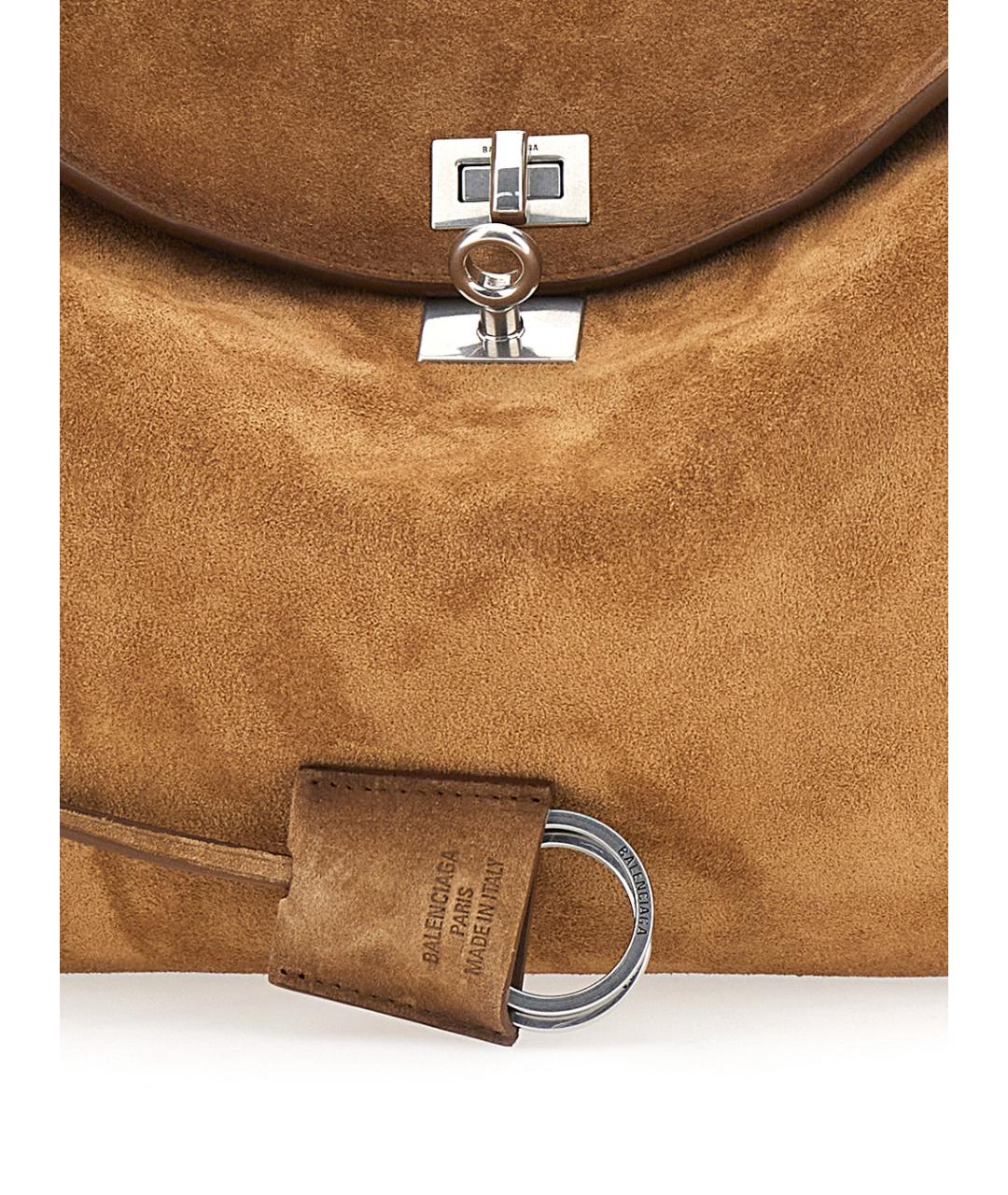 BALENCIAGA Коричневая замшевая сумка тоут, фото 3