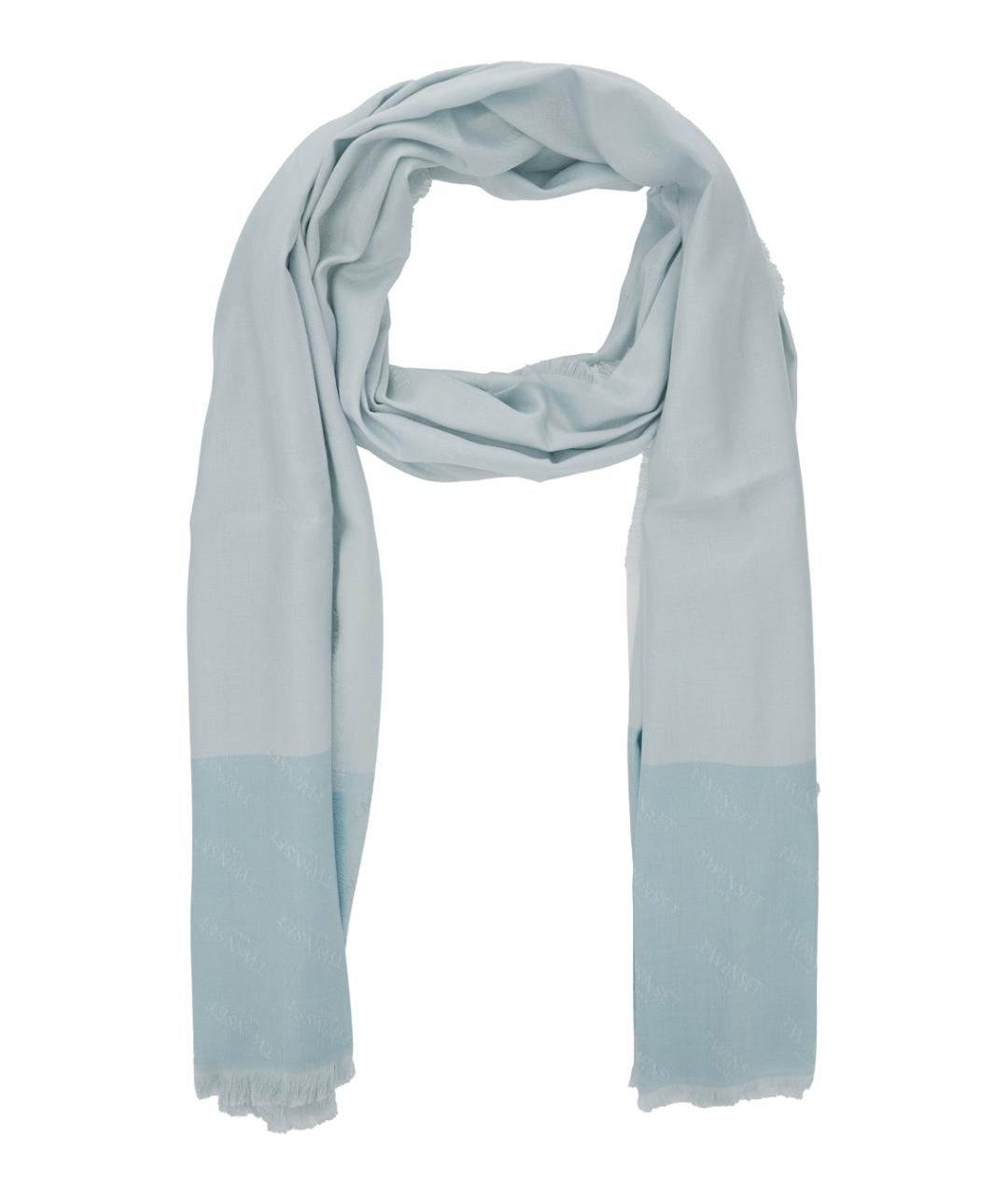 TWIN-SET Голубой шерстяной шарф, фото 2