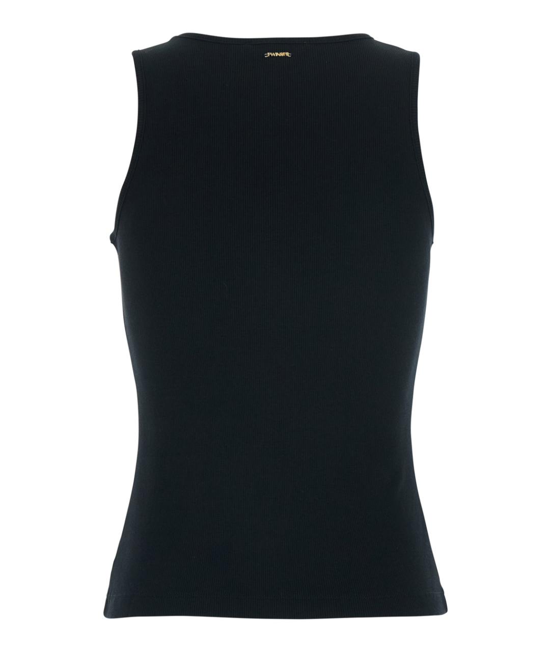 TWIN-SET Черная хлопковая майка, фото 2