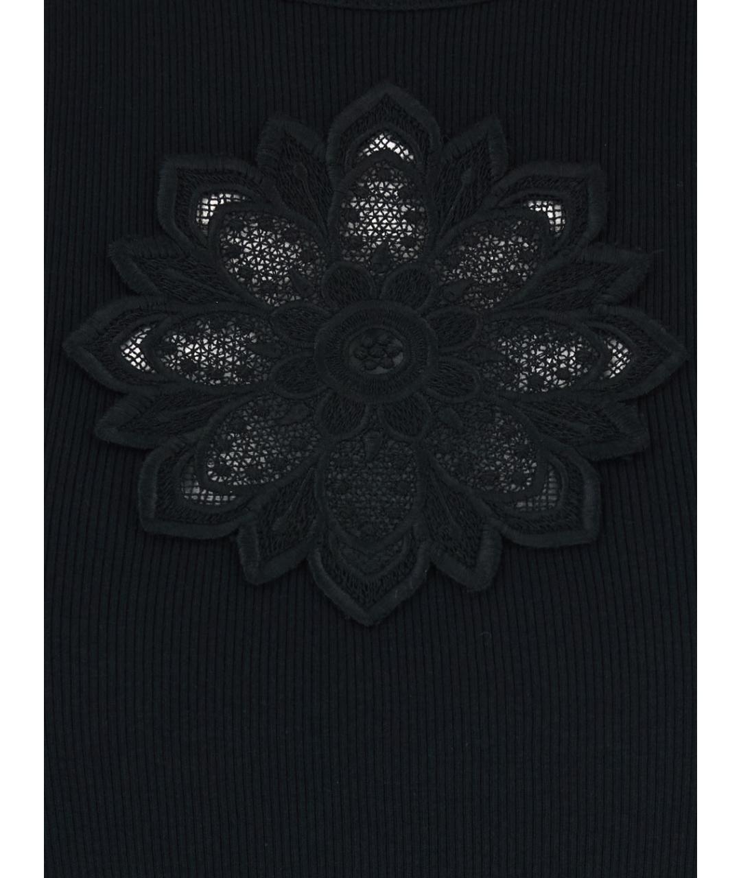 TWIN-SET Черная хлопковая майка, фото 3