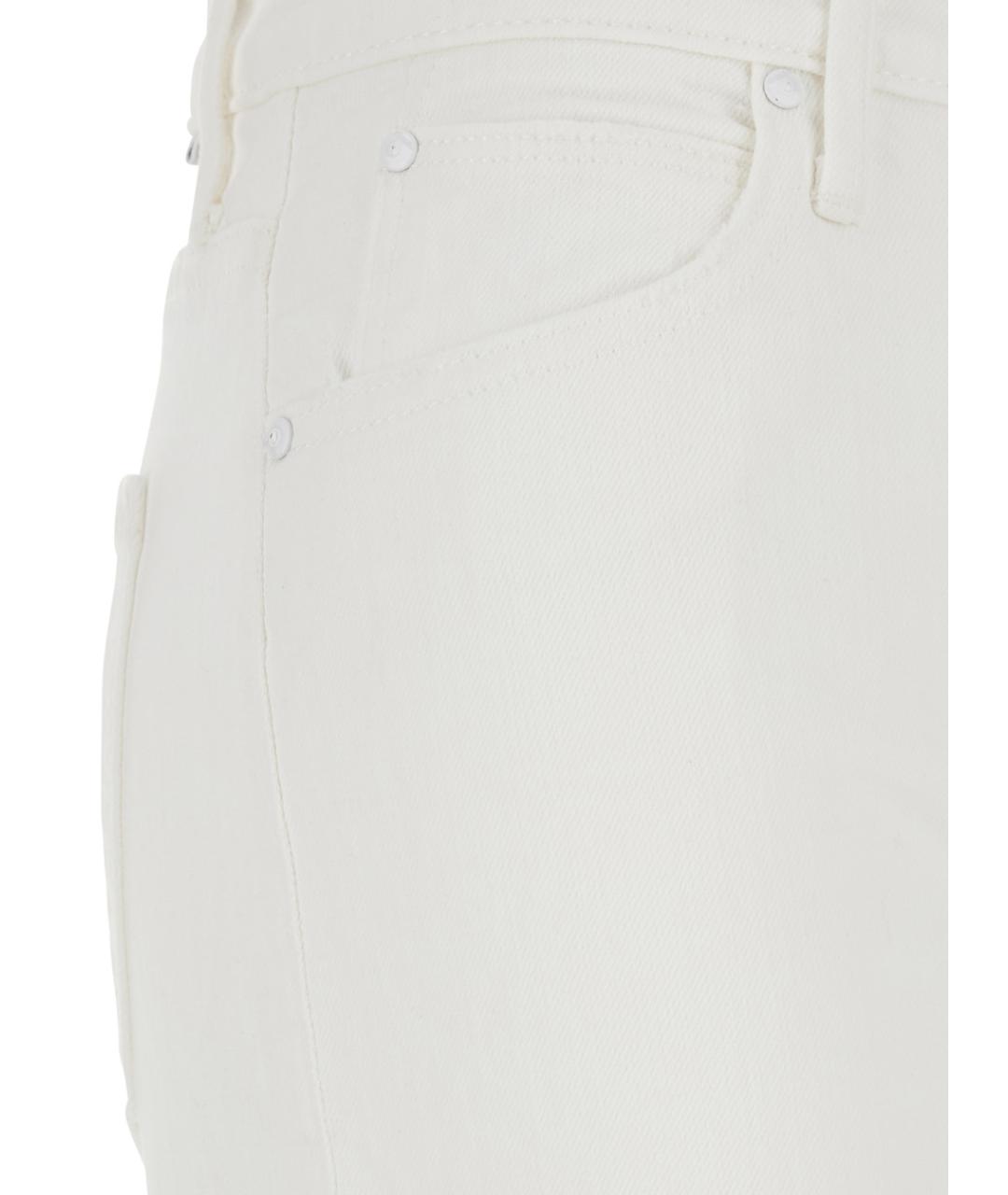 MOTHER Белые хлопковые прямые джинсы, фото 3