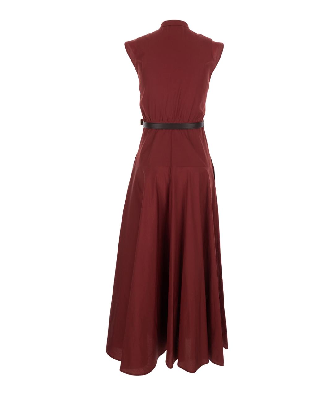 MAX MARA STUDIO Бордовое хлопковое повседневное платье, фото 2