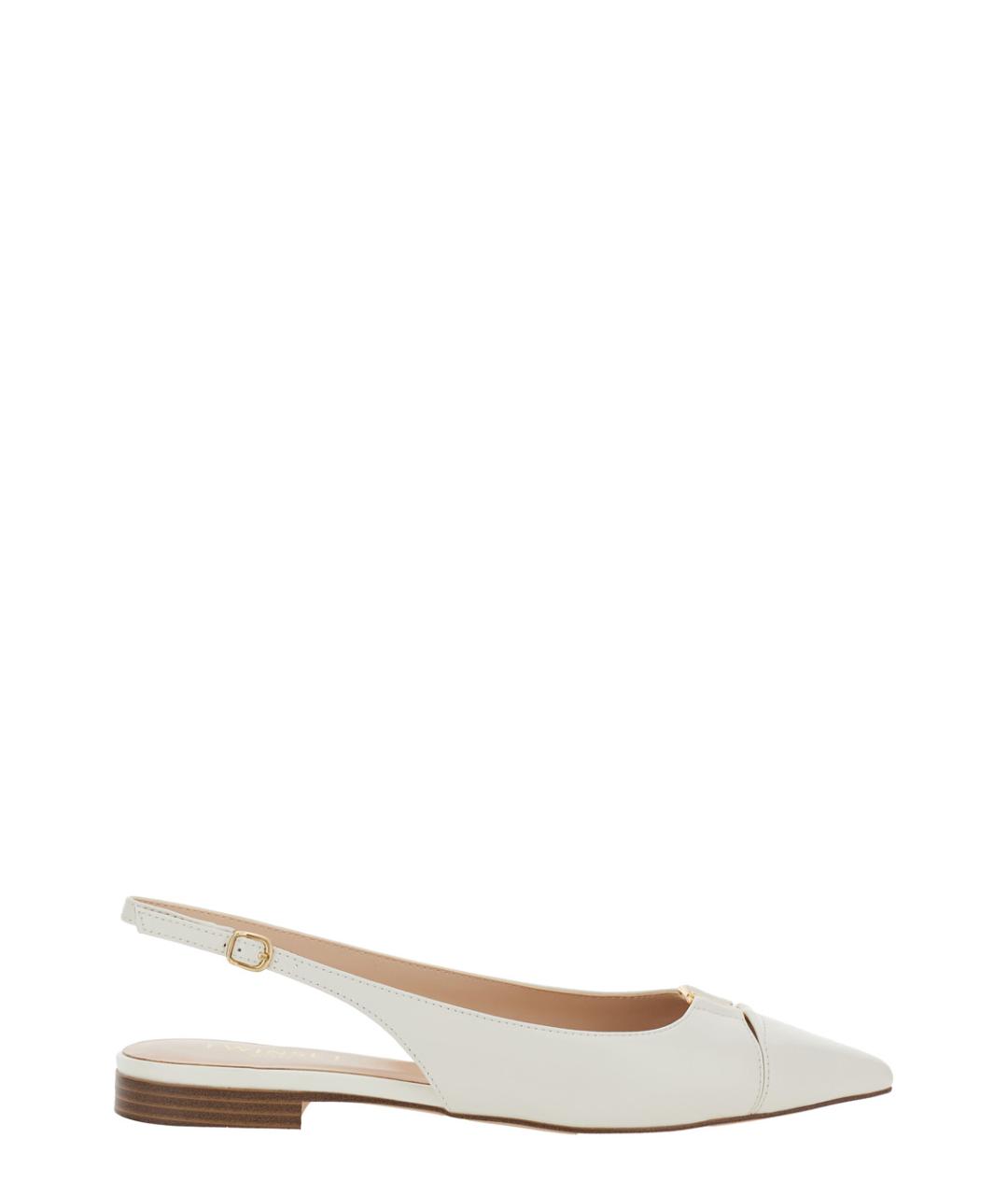 TWIN-SET Белые кожаные балетки, фото 1