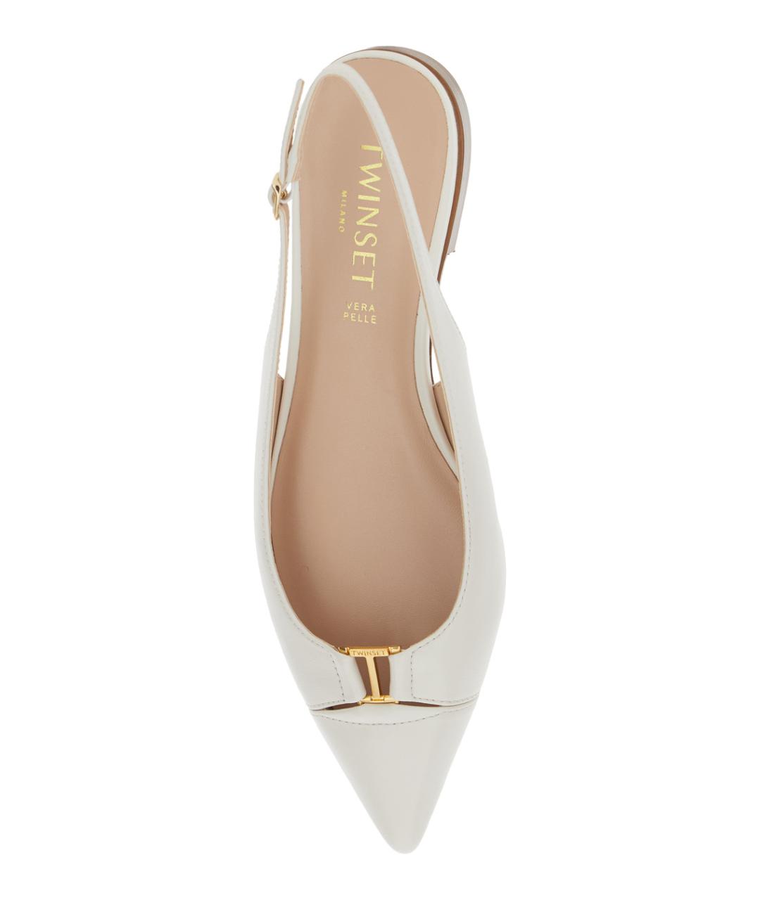 TWIN-SET Белые кожаные балетки, фото 4