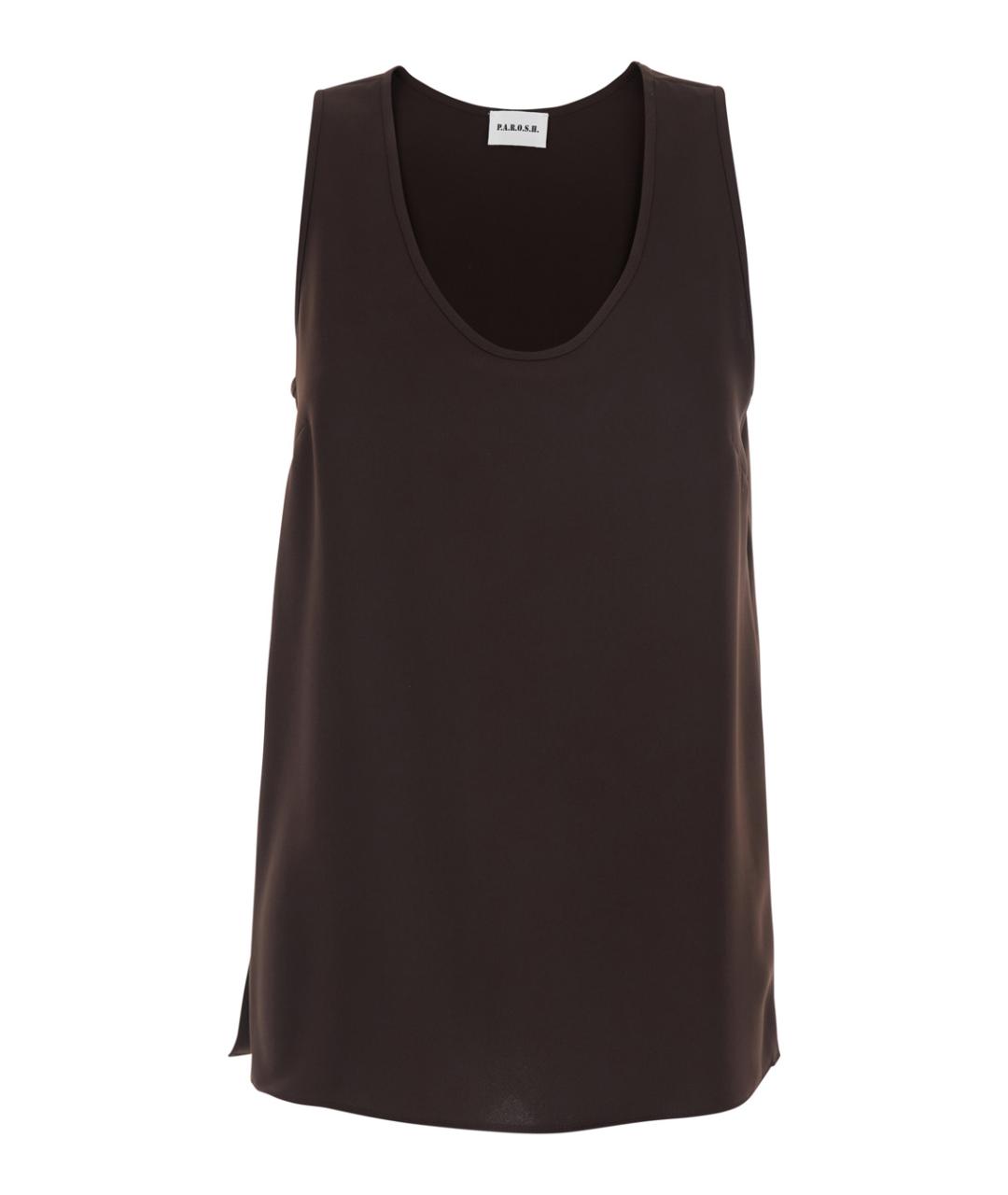 P.A.R.O.S.H. Коричневая полиэстеровая майка, фото 1