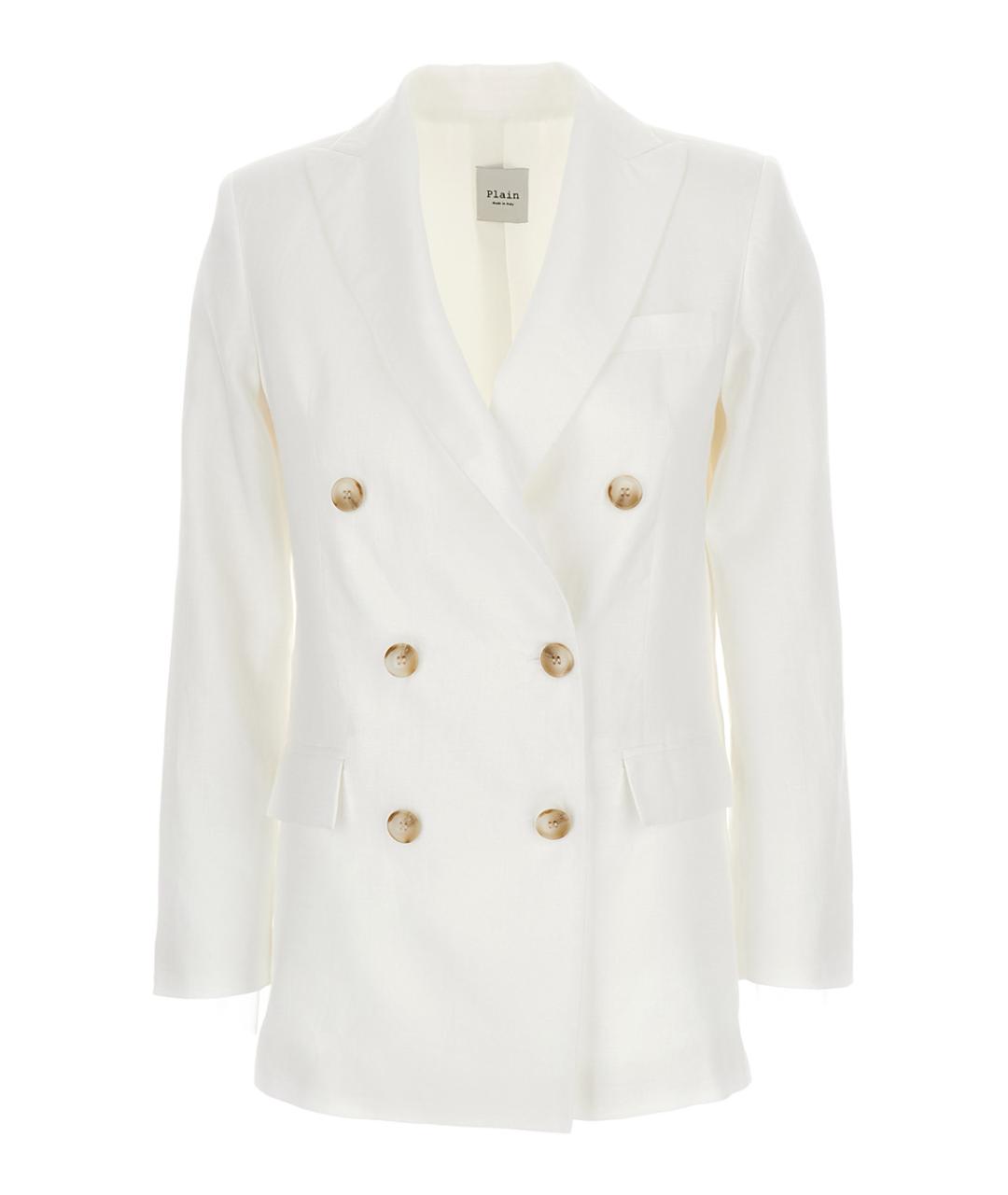 PLAIN Белый льняной жакет/пиджак, фото 1