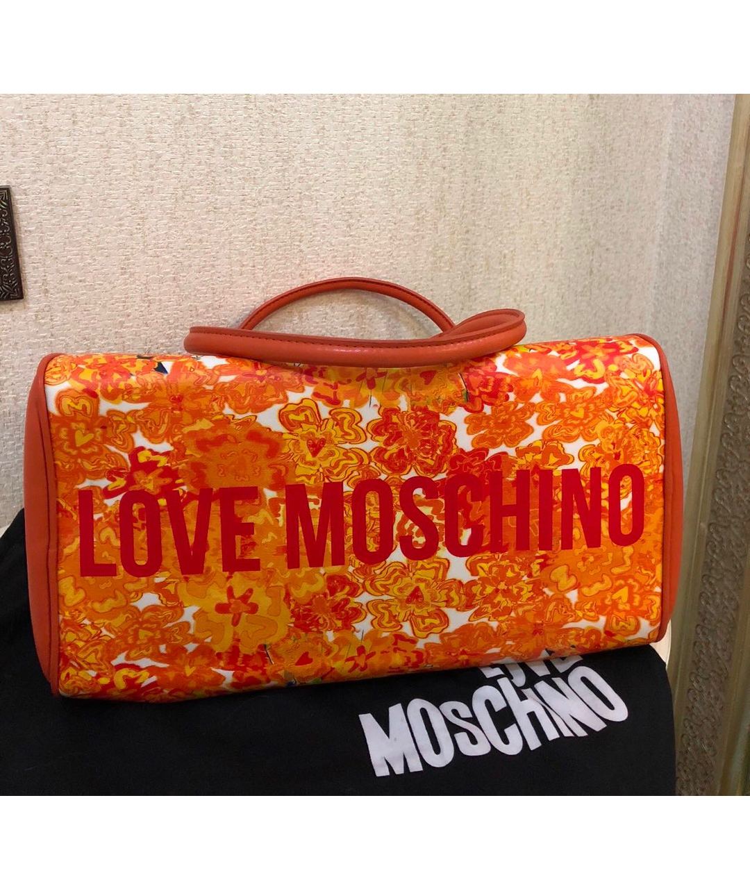 LOVE MOSCHINO Оранжевая сумка тоут из искусственной кожи, фото 3