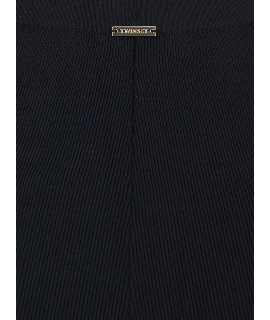 TWIN-SET Черные вискозные прямые брюки, фото 3