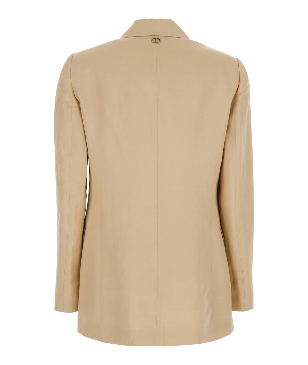TWIN-SET Бежевый льняной жакет/пиджак, фото 2