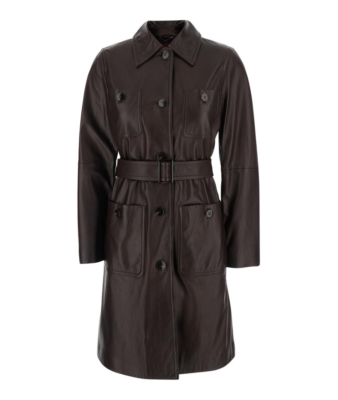 MAX MARA STUDIO Коричневый кожаный тренч/плащ, фото 1