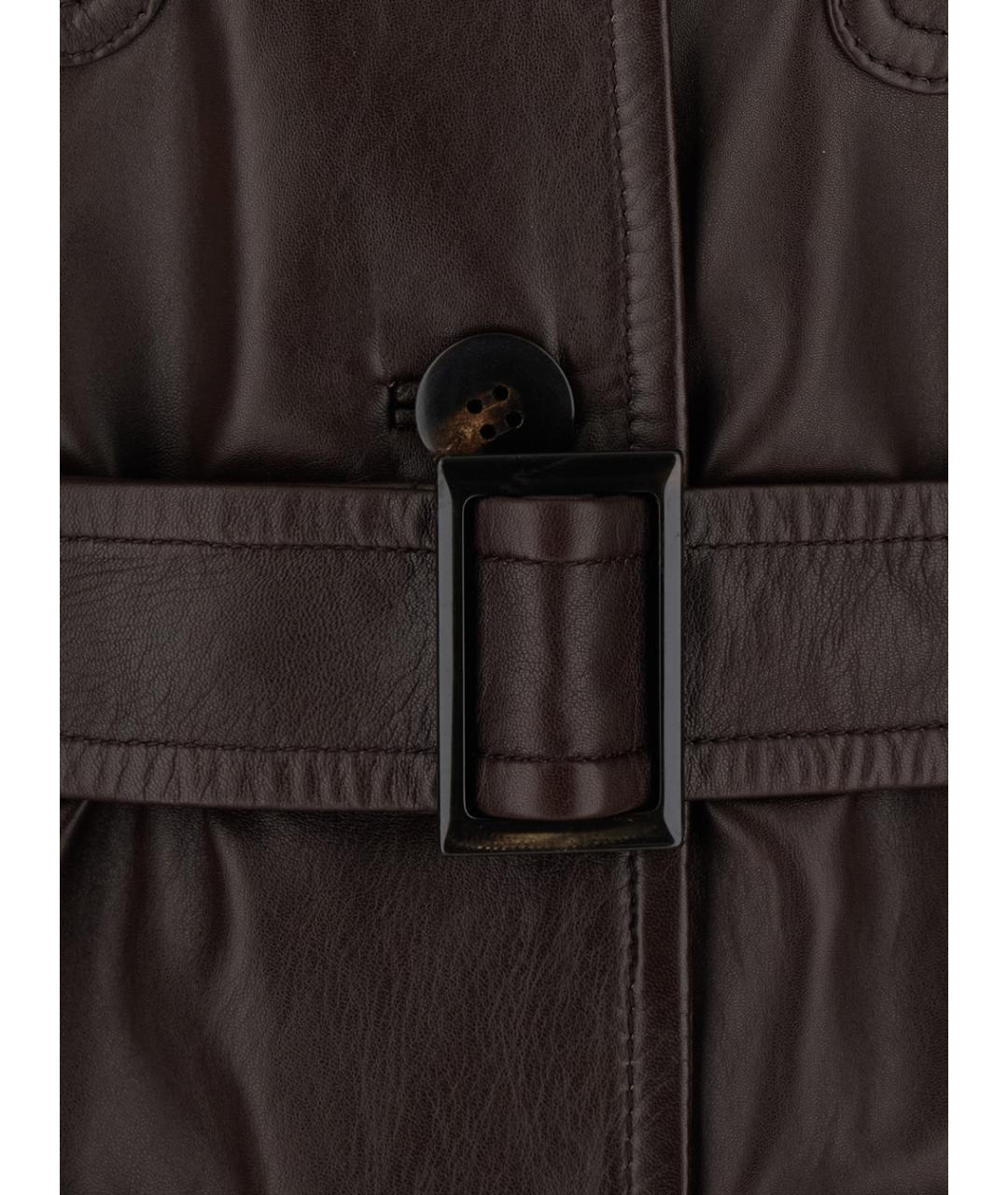MAX MARA STUDIO Коричневый кожаный тренч/плащ, фото 3