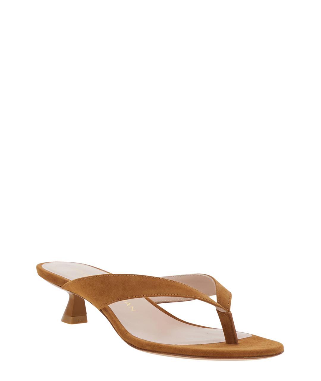STUART WEITZMAN Коричневые кожаные сандалии, фото 2