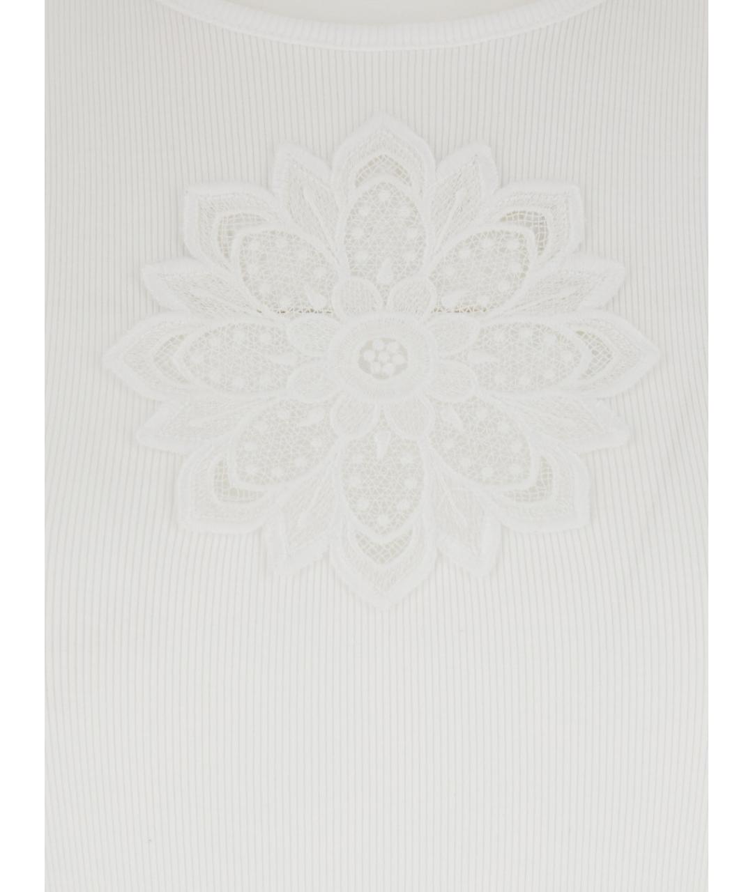 TWIN-SET Белая хлопковая майка, фото 3