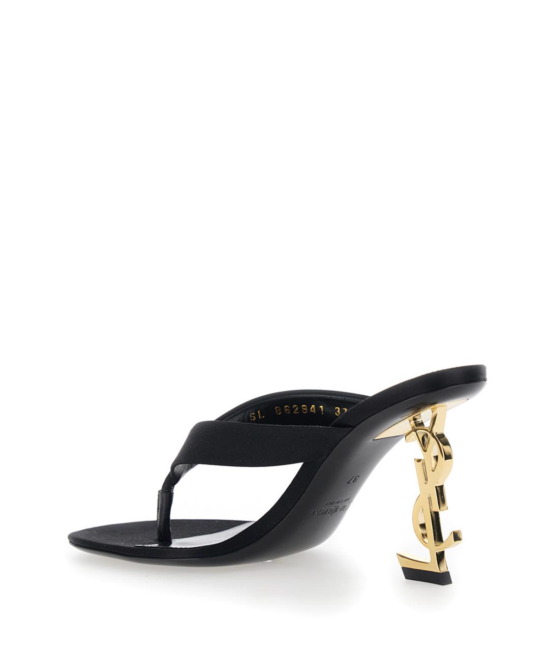 SAINT LAURENT Черные текстильные мюли, фото 3