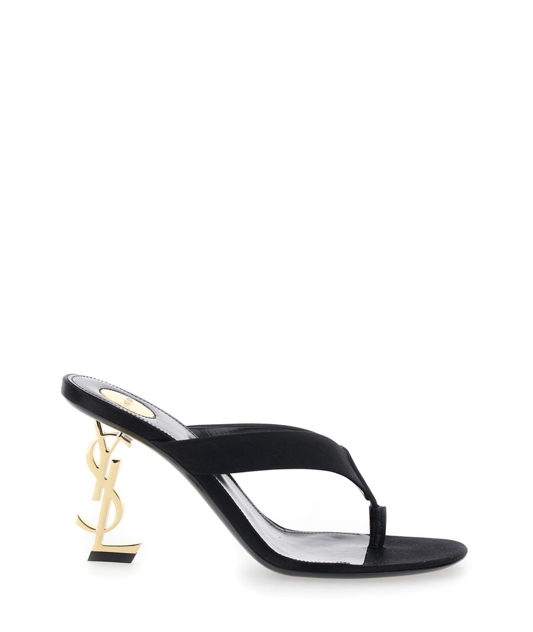 SAINT LAURENT Черные текстильные мюли, фото 1