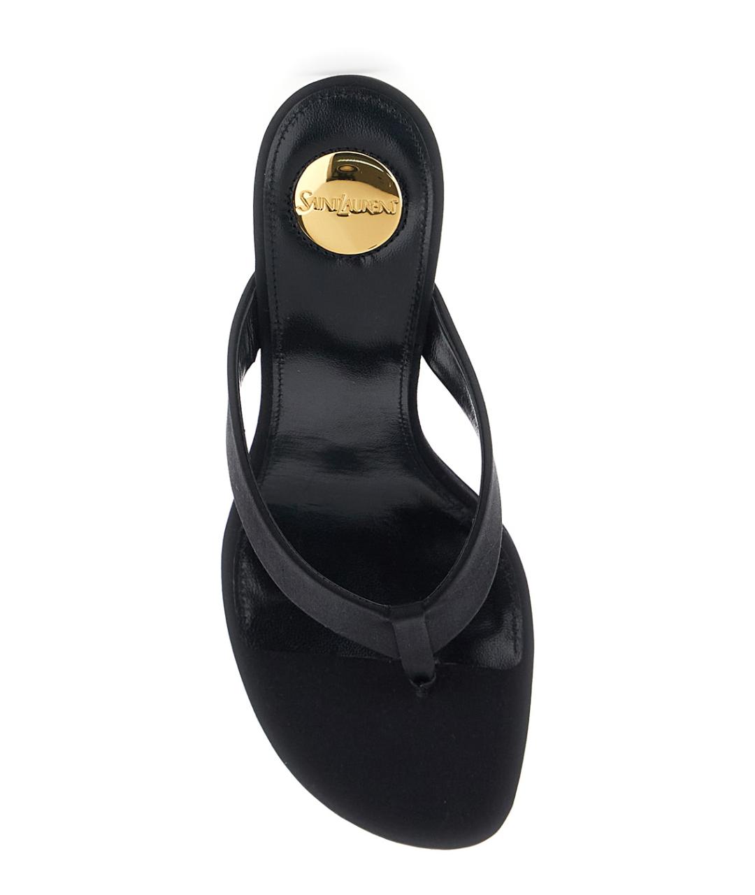 SAINT LAURENT Черные текстильные мюли, фото 4