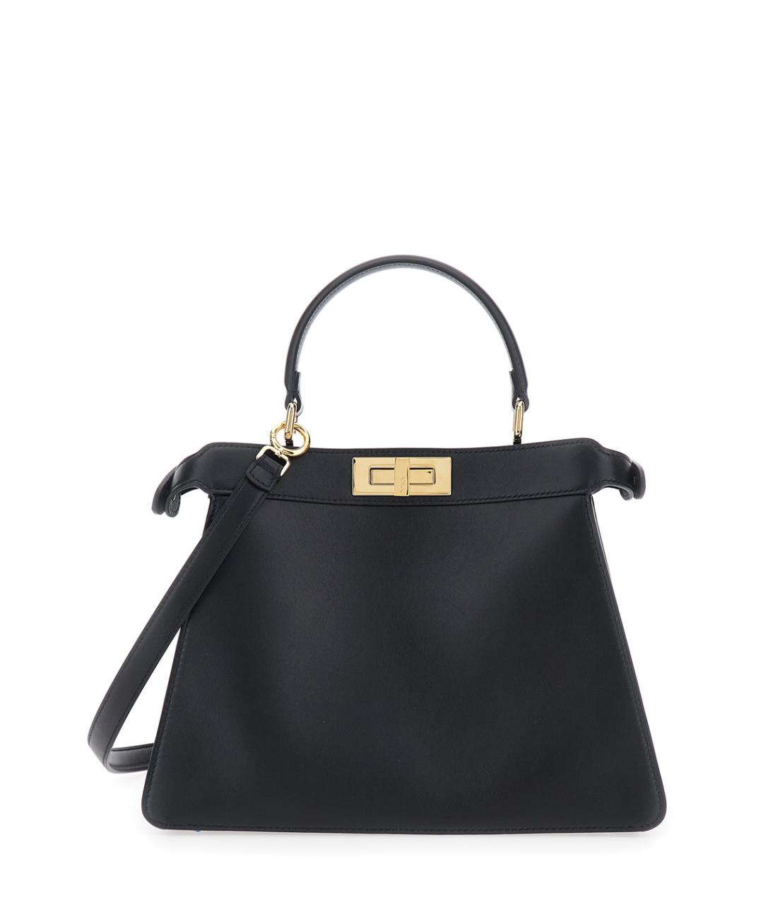 FENDI Черная кожаная сумка тоут, фото 1