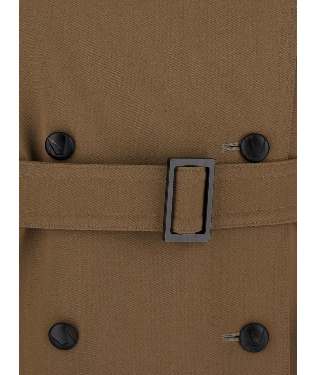 MAX MARA Коричневый шерстяной тренч/плащ, фото 3