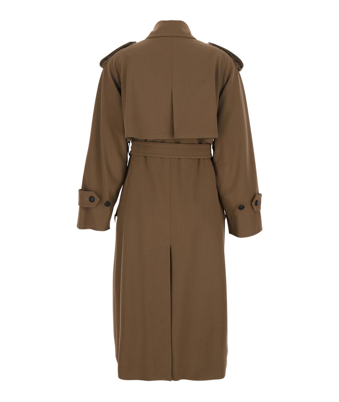 MAX MARA Коричневый шерстяной тренч/плащ, фото 2