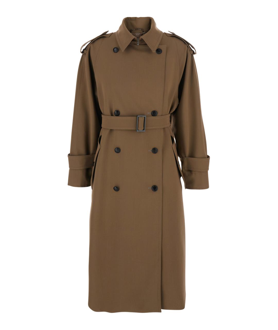MAX MARA Коричневый шерстяной тренч/плащ, фото 1