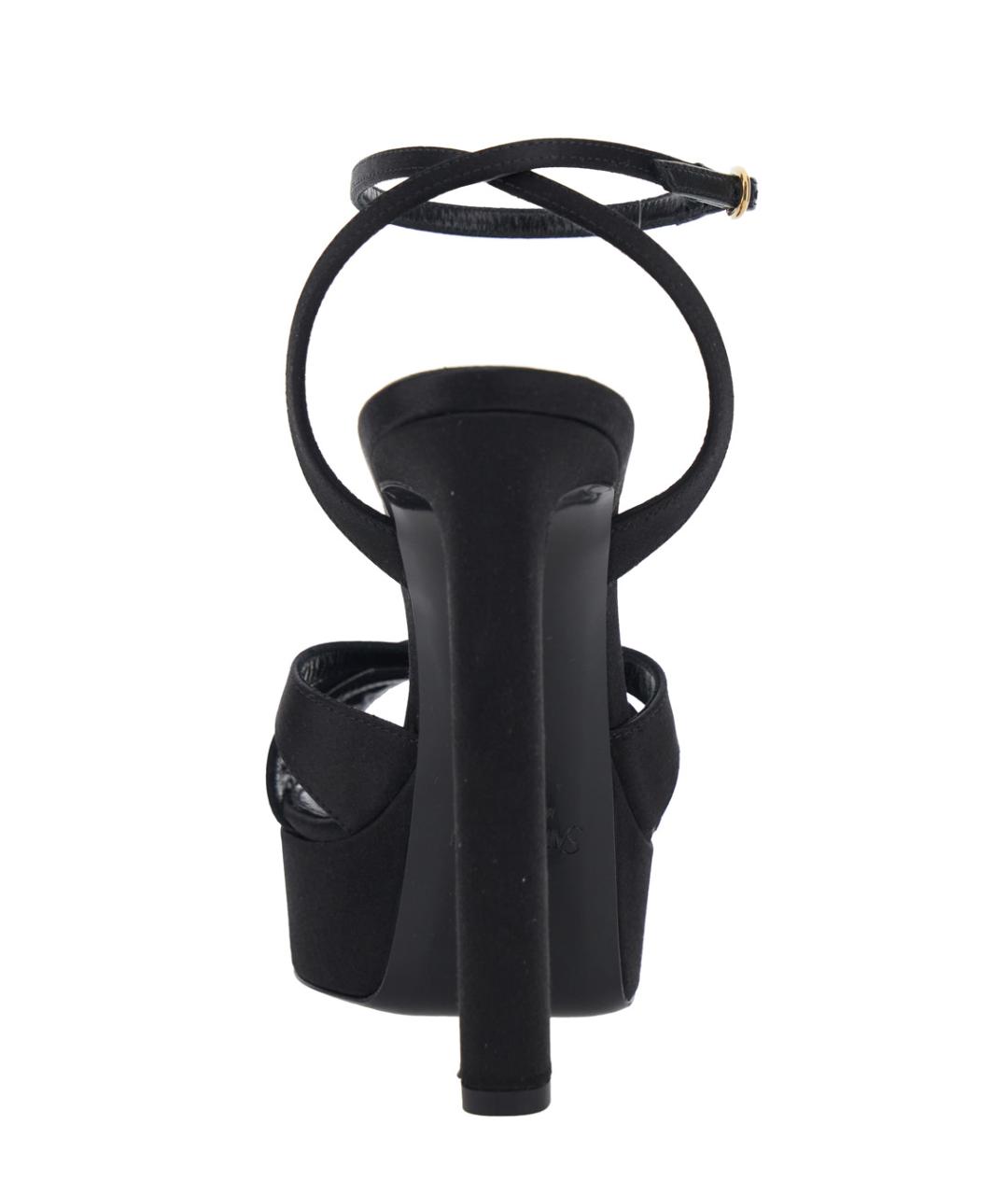 SAINT LAURENT Черные текстильные босоножки, фото 4