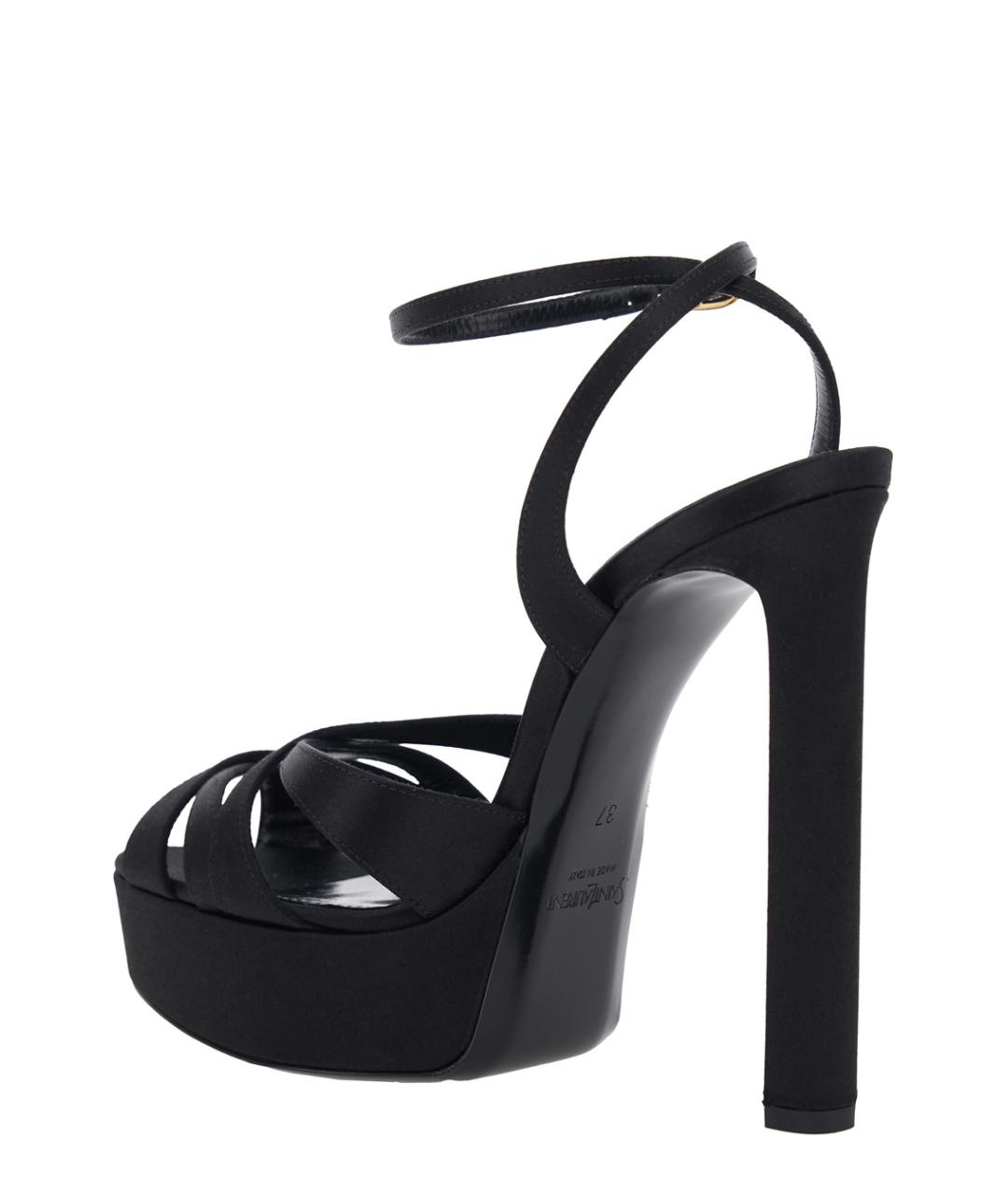 SAINT LAURENT Черные текстильные босоножки, фото 3