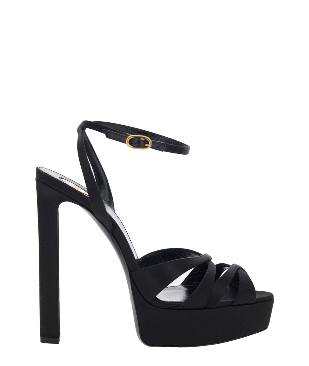 SAINT LAURENT Черные текстильные босоножки, фото 1