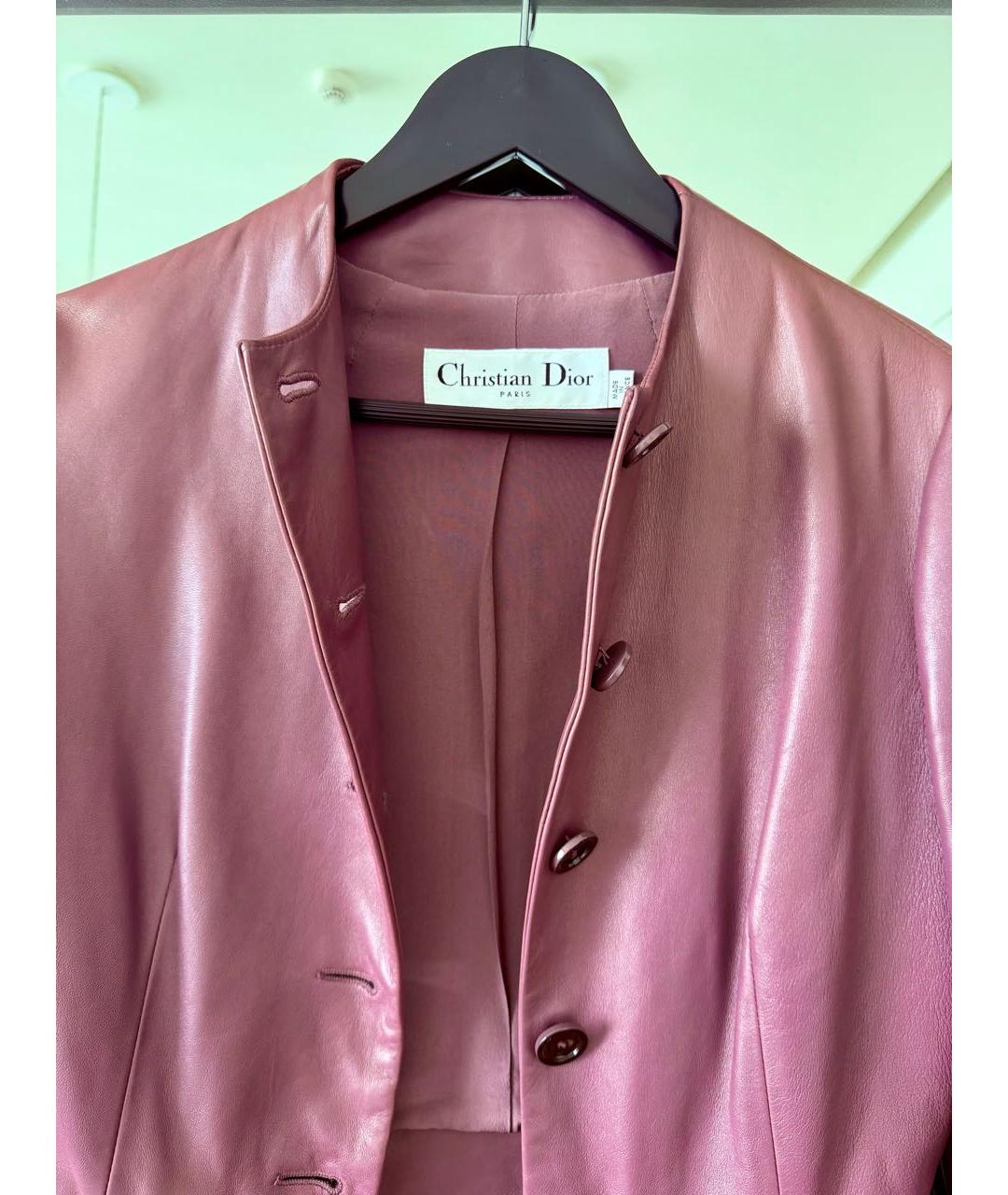 CHRISTIAN DIOR Фиолетовый кожаный жакет/пиджак, фото 3